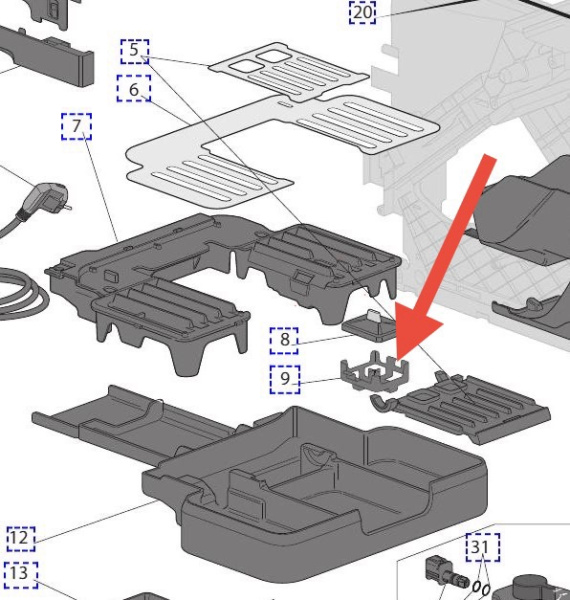 Тримач поплавка піддону кавомашини Delonghi ELETTA EXPLORE 5313279741